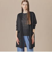 シャイニーリネンニットカーディガン