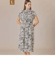 【L】【WEB・一部店舗限定】シルエットフラワーワンピース