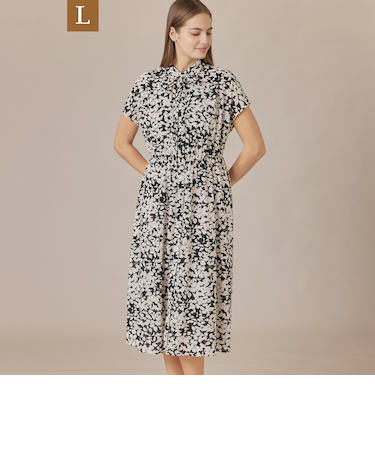 【L】【WEB・一部店舗限定】シルエットフラワーワンピース