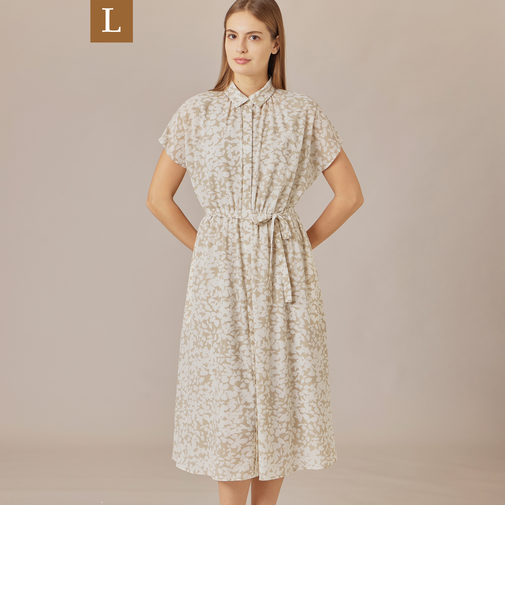 【L】【WEB・一部店舗限定】シルエットフラワーワンピース