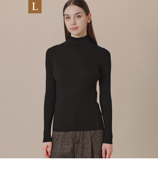 【L】クリアニットリブタートル