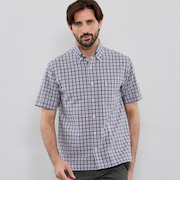 シアサッカーリネンギンガム 半袖ボタンダウンシャツ