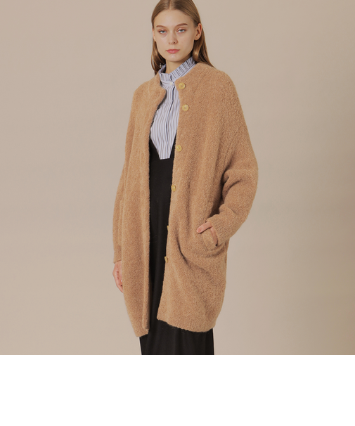 アルパカループロングカーディガン