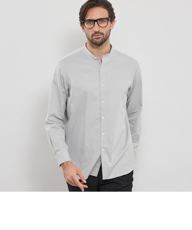 小紋ジャカードバンドカラーシャツ