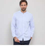 小紋ジャカードバンドカラーシャツ