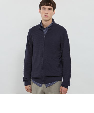 【WEB・一部店舗限定】ハイゲージケーブルフルジップアップニット