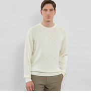 【WEB・一部店舗限定】ハイゲージケーブルクルーネックニット