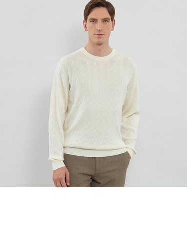 【WEB・一部店舗限定】ハイゲージケーブルクルーネックニット