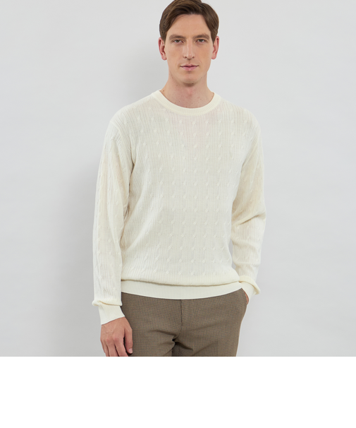 【WEB・一部店舗限定】ハイゲージケーブルクルーネックニット