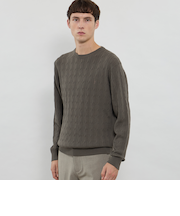 【WEB・一部店舗限定】ハイゲージケーブルクルーネックニット