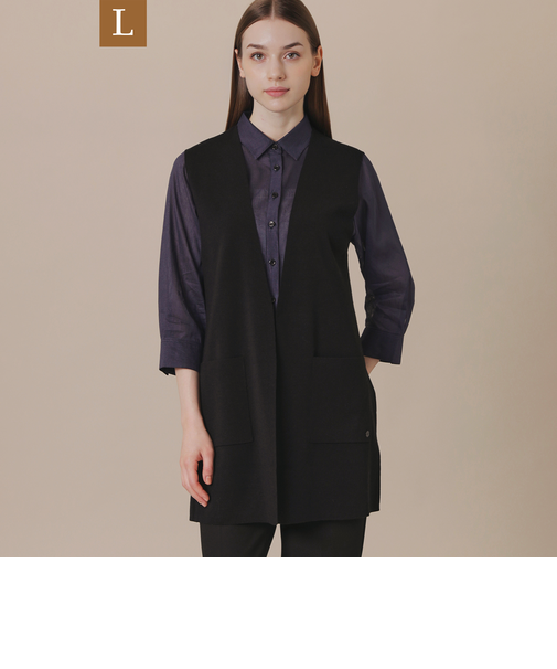 【L】クリアニットフルニードルジレ