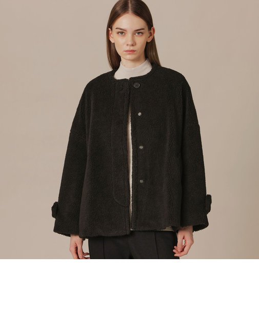 【WEB・一部店舗限定】【ROSLEY/ロズリー】ウールブレンドボアノーカラーコート