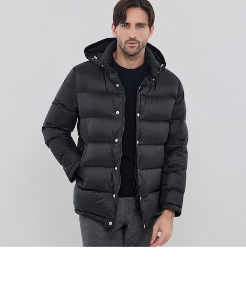 MACKINTOSH LONDON フード付きジャケット ブラック シンセティックフーデッドダウンアウター｜マッキントッシュ ロンドン