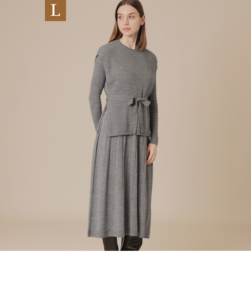 【L】グラデーションリブホールガーメントワンピース