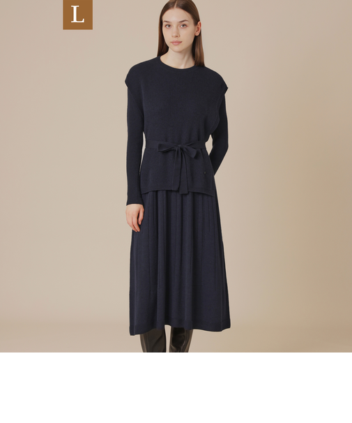 【L】グラデーションリブホールガーメントワンピース