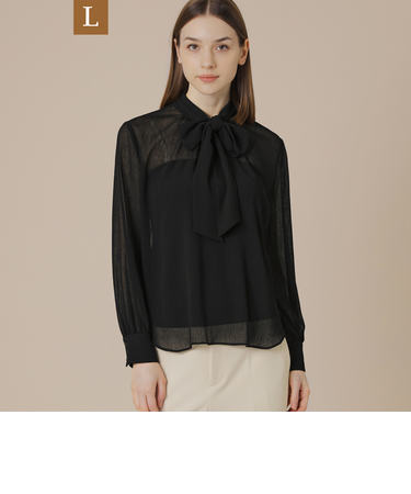【L】ポリエステルクレープブラウス