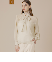 【L】ポリエステルクレープブラウス