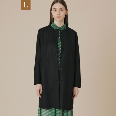 【L】ライトウールリバーノーカラーコート