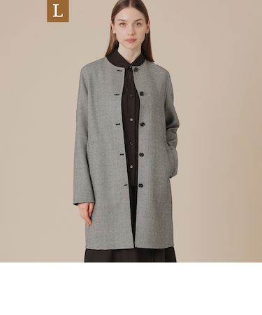 【L】ライトウールリバーノーカラーコート