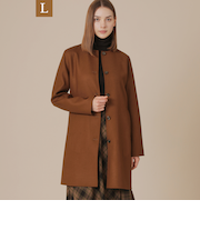【L】ライトウールリバーノーカラーコート