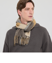 ベビーアルパカ リバーシブルパネルチェックマフラー