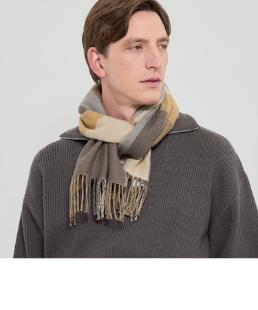 ベビーアルパカ リバーシブルパネルチェックマフラー