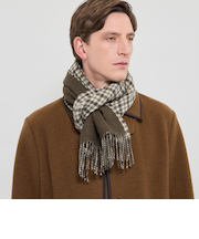 ベビーアルパカ リバーシブルガンクラブチェックマフラー