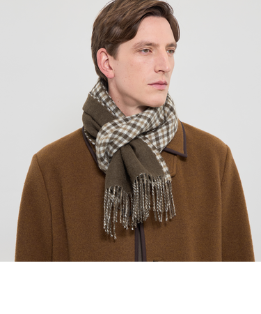 ベビーアルパカ リバーシブルガンクラブチェックマフラー