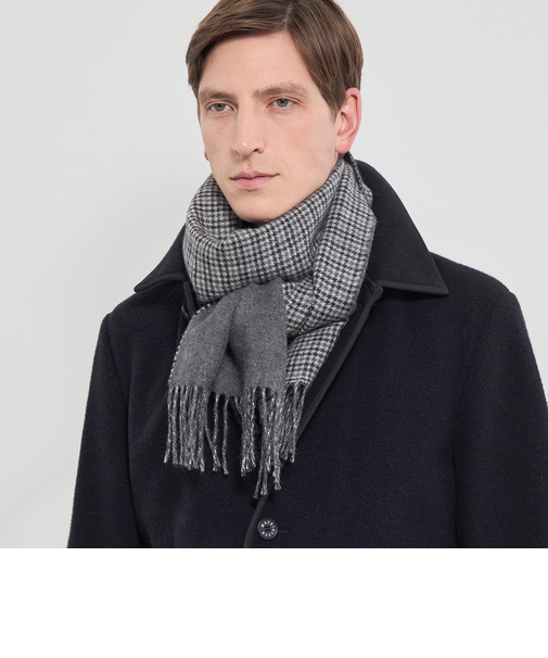 ベビーアルパカ リバーシブル千鳥マフラー