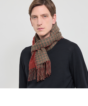 ベビーアルパカ リバーシブル千鳥マフラー