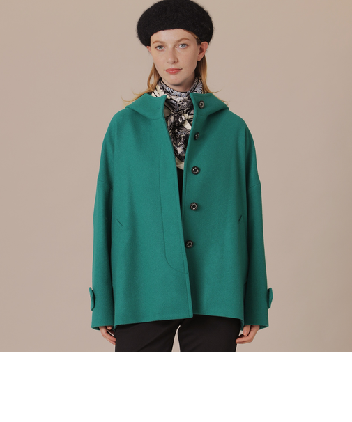 【ROSLEY/ロズリー】ファインウールメルトンフーデットショートコート