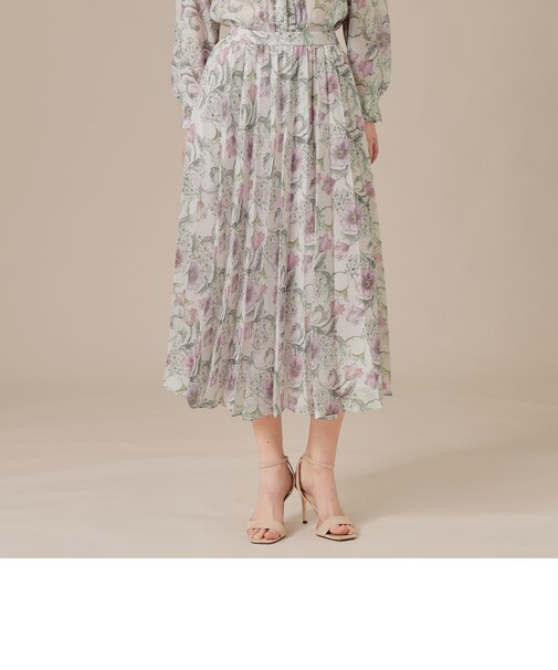【婦人画報掲載】【BIBURY FLOWER】ドローイングカラーバイブリーフラワースカート