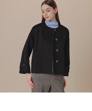 【WEB・一部店舗限定】【ROSLEY/ロズリー】カシミヤブレンドウールリバーノーカラーコート