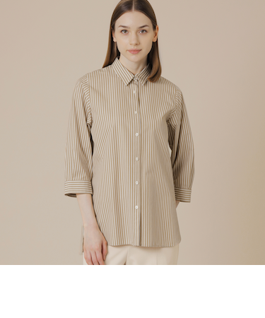 コットンストライプチュニックシャツ