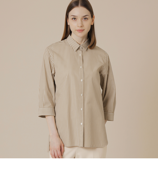 コットンストライプチュニックシャツ