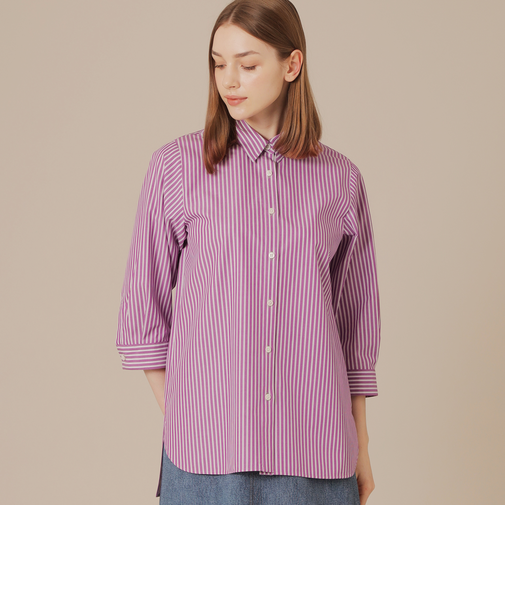 コットンストライプチュニックシャツ