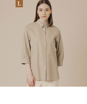 【L】コットンストライプチュニックシャツ