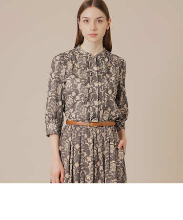 【BIBURY FLOWER】シルエットバイブリーボイルブラウス