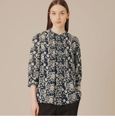 【BIBURY FLOWER】シルエットバイブリーボイルブラウス