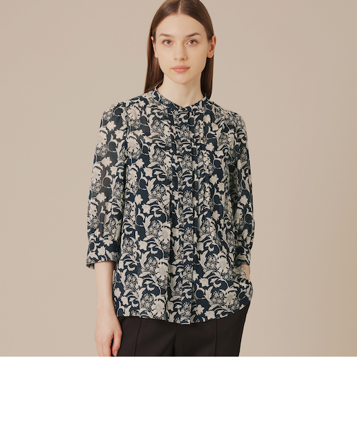 【BIBURY FLOWER】シルエットバイブリーボイルブラウス