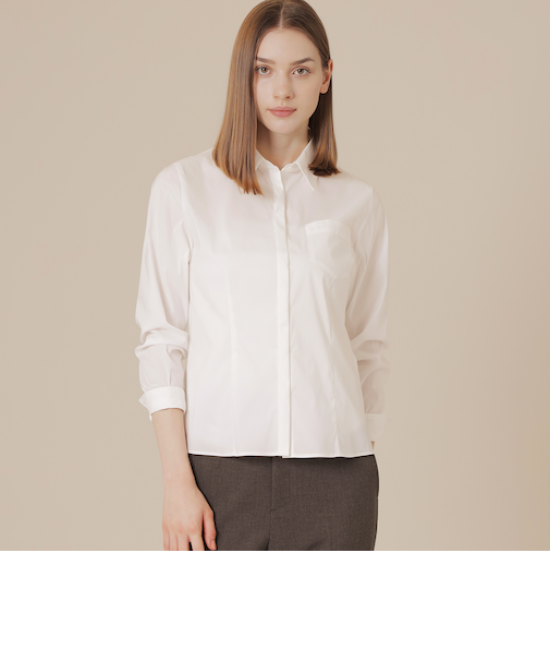 コットンナイロンストレッチブラウス