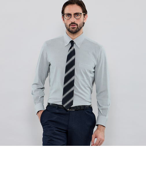 【FLEX JERSEY】交編鹿の子ジャージーボタンダウンシャツ