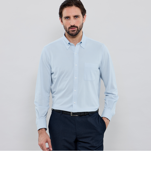 【FLEX JERSEY】交編鹿の子ジャージーボタンダウンシャツ