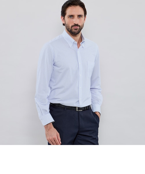 マッキントッシュロンドン　ライトブルー　コットンスリット入りシャツ　38サイズ FLEX JERSEY】チェックプリントジャージーシャツ｜マッキントッシュ