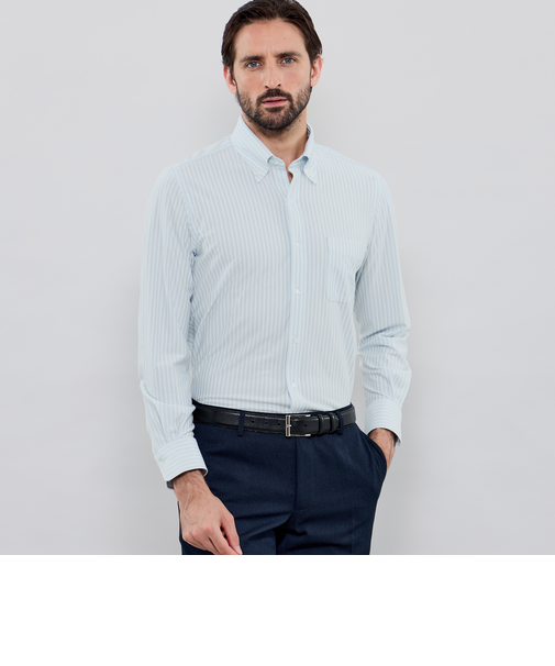 【FLEX JERSEY】カラードストライプジャージーシャツ