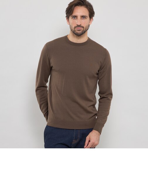 14ゲージウォッシャブルウールクルーネックニット