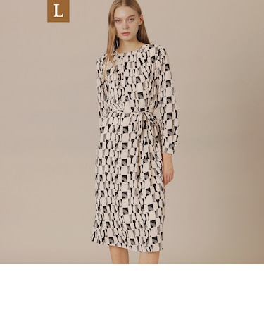 【L】レトロタイルプリントワンピース