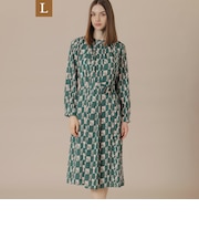 【L】レトロタイルプリントワンピース