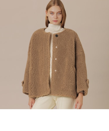 【婦人画報11月号掲載】【ROSLEY/ロズリー】ウールブレンドボアコート