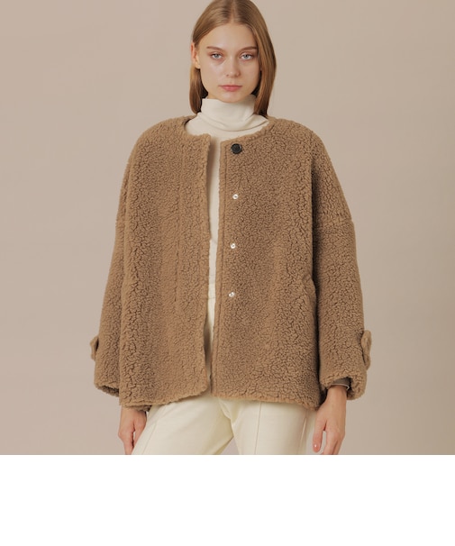 【婦人画報11月号掲載】【ROSLEY/ロズリー】ウールブレンドボアコート